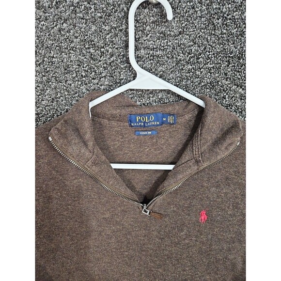 Polo Ralph Lauren Brown 1/4 Zip Collared Pullover Sweatshirt M Long Sleeve - Picture 3 of 7